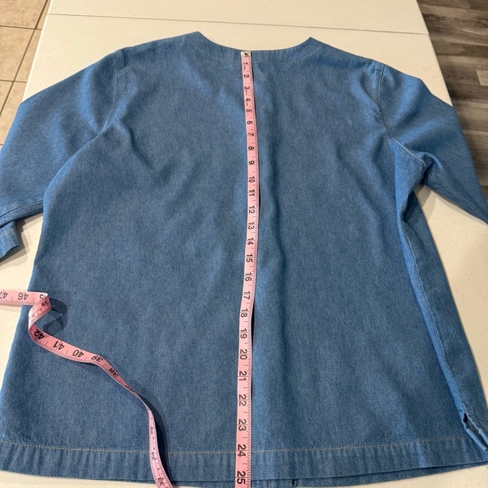 Vintage Koret Denim Shirt Embroidery Art to Wear Embellished Beads Size Large - Picture 12 of 15